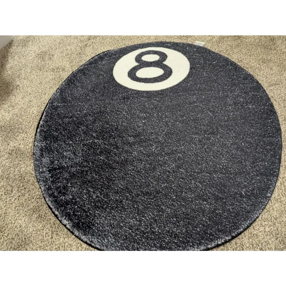 NEW 8 Ball Tufted Rug Large Black & White 30